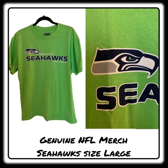 NFL Tops - OFFICIAL NFL Lime & Navy Seahawks tee Size Large
